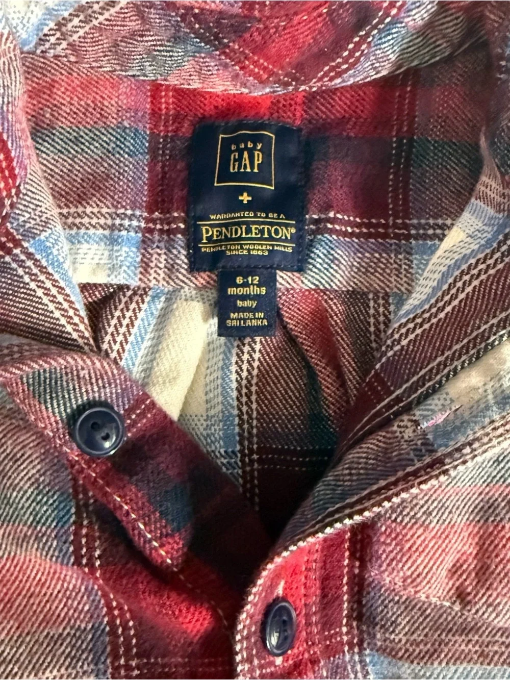 GAP X PENDLETON Plaid Flannel Baby Onesie